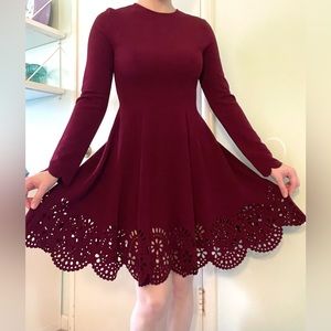 Scalloped Cutout Skater Dress | Size L